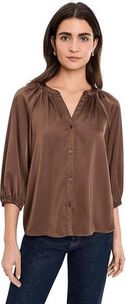Vince Camuto Raglan Sleeve Button-Down Blouse Womens Clothing Cocoa : XL, Down/Polyester