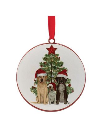 Melrose International Set Of 12 Dogs And Christmas Tree Disc Ornament