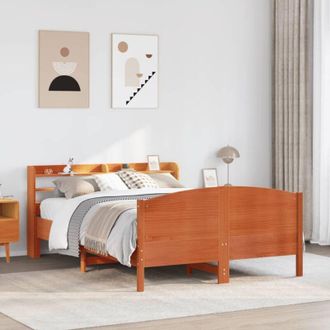 vidaXL Estructura De Cama Sin Colch&oacute;n Madera Maciza Marr&oacute;n 120x190 Cm Vidaxl