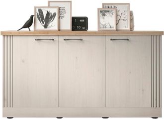 Calicosy Calicosy - Credenza 3 ante decorazione rovere Cadiz e bianco meringa L164 cm - country