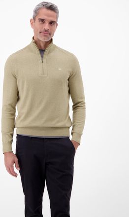 Lerros Troyer LERROS Flachstrickpullover mit Troyerkragen, Herren, Gr. XXL, tender beige melange, 100% Baumwolle, ohne Ausschnitt, Pullover Troyer