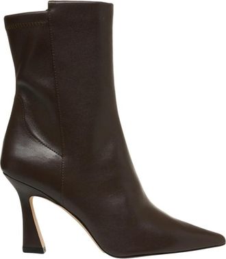 Stuart Weitzman Bruine puntige enkellaarzen - Dames - Laarzen met Hak - Bruin - 37 EU - Leer - Schoenen