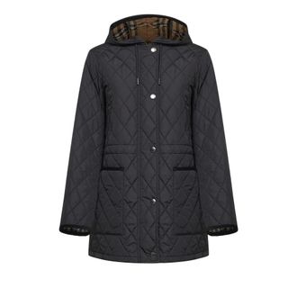 Burberry Waistcoats, female, Black, S, Bromley Quilted Hooded Jacket