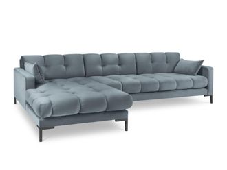 MICADONI Sof&aacute; esquinero izquierdo 5 plazas de terciopelo azul claro