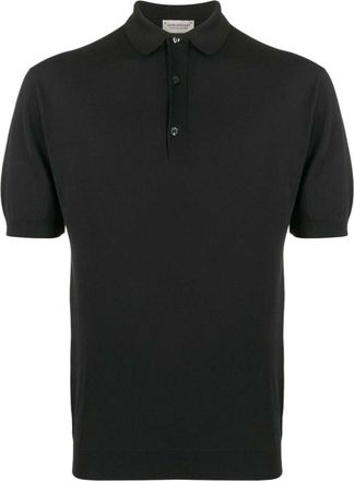 John Smedley Black Solid Shirt Collar Polo