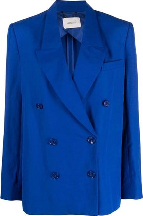 Dorothee Schumacher Summery double-breasted blazer - women - Linen/Flax/Fabric/Polyester - 2 - Blue
