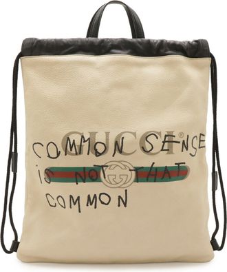 Gucci Black Green Red Color Leather Backpack Tote Bag (Pre-Owned)