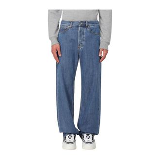 Valentino Wide Jeans, male, Blue, W31, Blue Straight Leg Denim Jeans