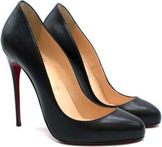 Christian Louboutin Kate 100 Point Toe Black Leather Pumps Size 36.5