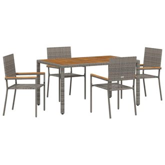 vidaXL Conjunto De Comedor De Jard&iacute;n 5 Pcs Gris Rat&aacute;n Sint&eacute;tico Vidaxl