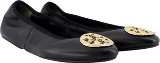 Tory Burch Womens Reva Travel Flat Black Calfskin