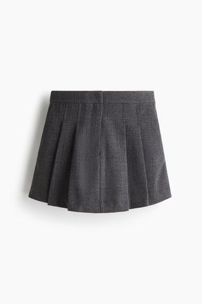 H&M Plissierter Jupe - Dunkelgrau/Kariert
