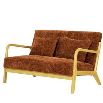 Nordlys Banqueta escandinava 2 plazas en madera y tejido terracota