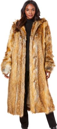 Roaman's Plus Size Hooded Faux Fur Coat in Fox at Nordstrom, Size Medium