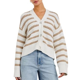 Rails Geneva Cardigan In Ivory Oat Stripe