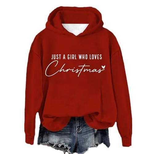 Generic Sweat De Noel Femme Capuche Pull Noel Rigolo Imprimé Motif