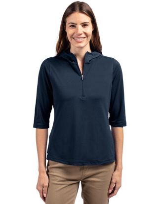 Cutter & Buck Virtue Eco Pique Recycled Half Zip Pullover Womens Hoodie Jacket