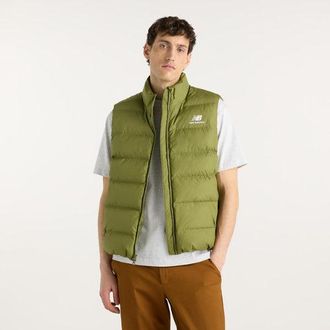New Balance Uomo Boston Puffer Vest in Verde, Poliestere, Taglia XL