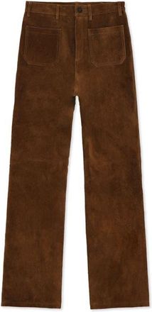 Fortela High Waist Suede Leather Trousers in Brown at Nordstrom, Size 26 32 Eu