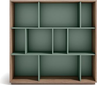HERDASA Estanter&iacute;a Librer&iacute;a, Colecci&oacute;n Nack, Con 3 Niveles De Altura En Melamina Color Nogal Velmore-verde