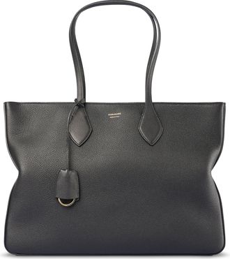 Ferragamo Structured Pebbled Leather Tote with Gold Details