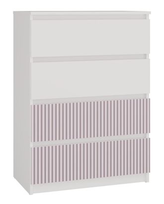 Topeshop Aster T4 - Arc&oacute;n Moderno 4 Cajones - 97x70x40 - Mueble De Almacenaje Para Ni&ntilde;os - Blanco Y Rosa