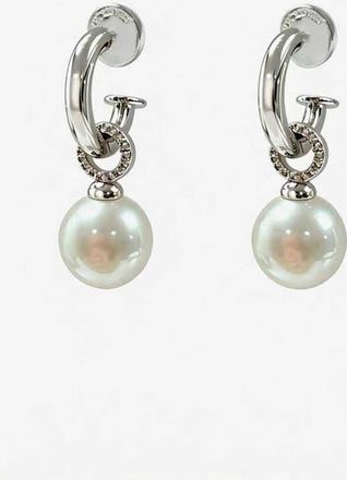 Classicharms Sia Shell Pearl Drop Hoop Earrings in Silver at Nordstrom