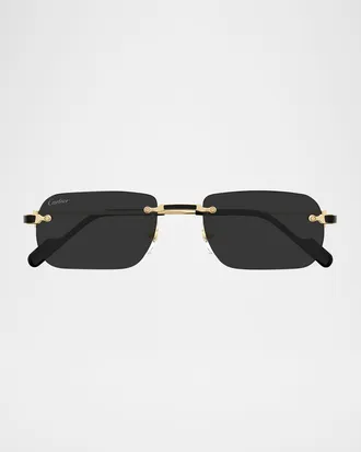 Cartier Men & apos;s Nylon & Metal Rectangle Sunglasses