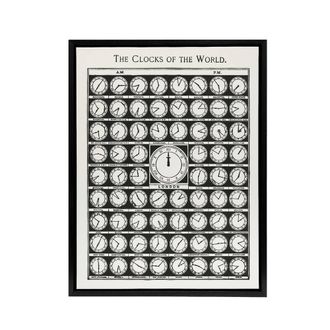 Artery8 The Clocks of the World from Medicology 1910 Black Framed Canvas Art in White | Size: W24 x H32