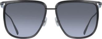 Ferragamo 58mm Gradient Modified Rectangular Sunglasses in Dark Ruthenium at Nordstrom