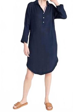 Sundry Long Sleeve Shirttail Dress In Navy