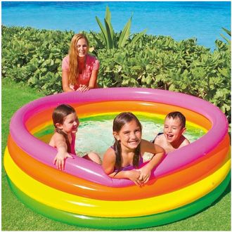 Trade Shop Trade Shop - Piscina Gonfiabile Per Bambini Arcobaleno A 4 Anelli Colorati 168 X 46 Cm