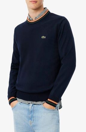 Lacoste Classic Fit Semi Fancy Sweater in Navy Blue/Briquette at Nordstrom, Size 3