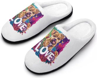 Generic I Love Yorkshire Terrier Dog Mens Slippers Comfortable And Non-slip Cotton Slipper Shoe for House