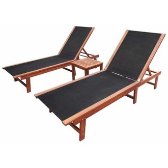 vidaXL Vidaxl - Set 2 lettini prendisole color antracite con Tavolo in legno massello di acacia