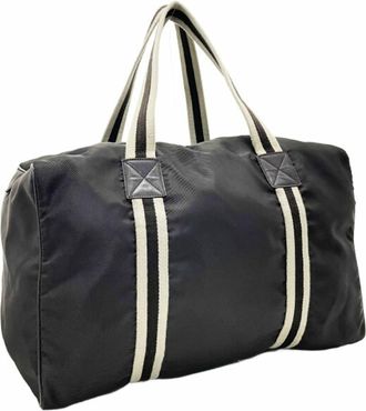 Gucci Beige Dark Brown Nylon Leather Boston Bag (Pre-Owned)