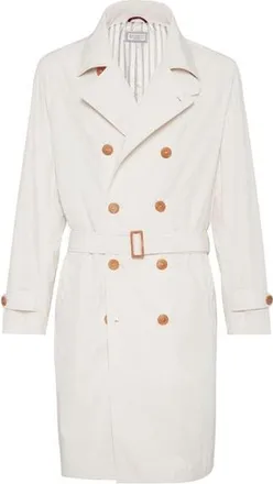 Brunello Cucinelli Ivory Double-Breasted Trench Coat, Brand Size 50 (US Size 40)