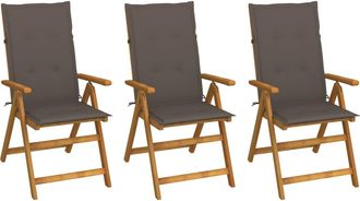 vidaXL Vidaxl - Sillas De Jard&iacute;n Plegables 3 Uds Y Cojines Madera Maciza Acacia