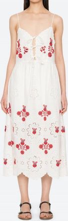 Sea New York Catharina Midi Dress In White/red Stitch