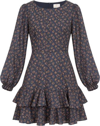 Marella Cr&ecirc;pe Jurk met Ruches Emmcambra - Dames - Korte kleedjes - Blauw - S - Leer - Kleedjes