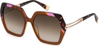 Furla Urban Chic Zonnebril - Dames - Zonnebrillen - Bruin - 56 MM - Accessoires