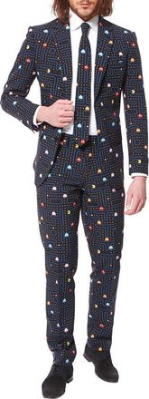 OppoSuits x Pac-Man Slim Fit Two-Piece Suit & Tie Set in Black at Nordstrom Rack, Size 48