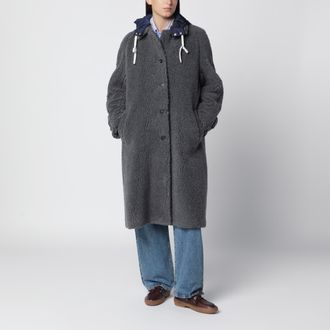 Miu Miu Cappotto color ardesia in tessuto effetto shearling