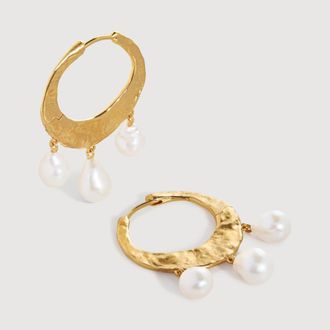 Monica Vinader Gold Capri Baroque Pearl Medium Hoop Earrings Pearl