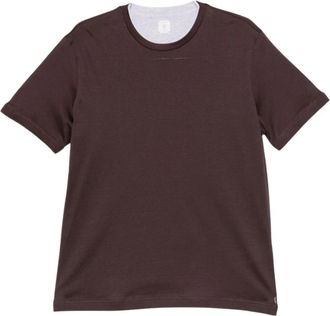 Eleventy Camiseta de cuello alto superpuesto - Tops - Hombre - Marr&oacute;n - 2XL