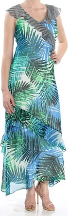 Calvin Klein Printed Ruffle Daytime Maxi Dress In Multicolor