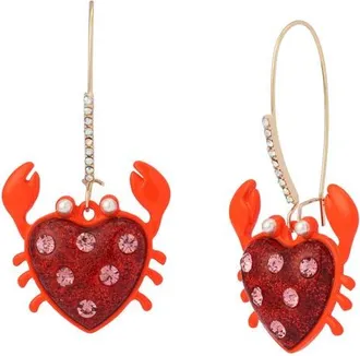 Betsey Johnson Crab Drop Earrings in Red at Nordstrom