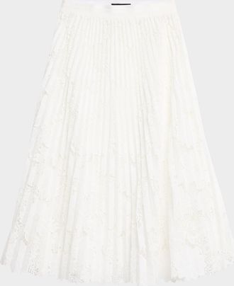 Le Superbe Sunflowers Pleated Lace Midi Skirt
