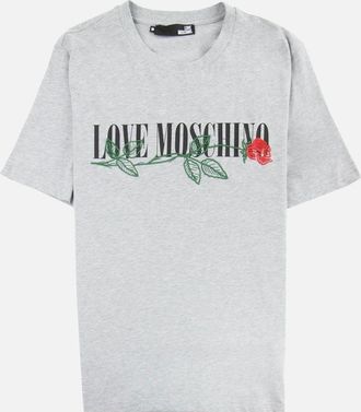 Love Moschino Mens Love Moschino Rose Logo T-shirt Grey - Size: 40