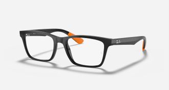 Ray-Ban Mens Rb7025 Square Frames Glasses With Demo Lens In Polished Black